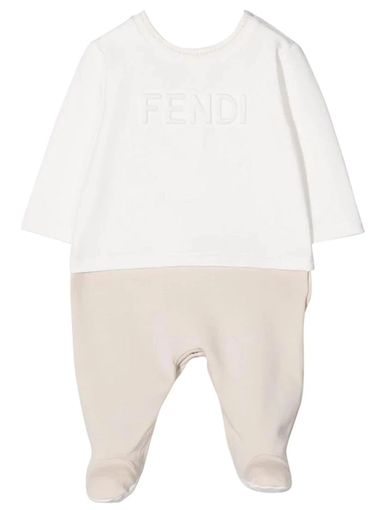 商品Fendi|Baby Long Sleeve Footie With Hat And Bib,价格¥3739,第2张图片详细描述