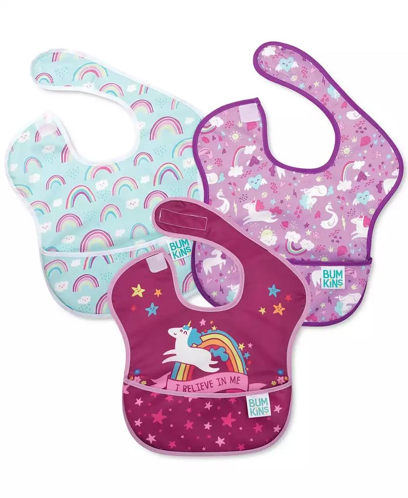 商品Bumkins|Baby Girls SuperBib Waterproof Baby Bibs, Pack of 3,价格¥135,第1张图片
