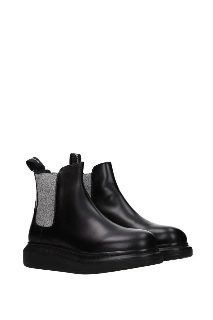 商品Alexander McQueen|Ankle boots Leather Black Silver,价格¥3041,第2张图片详细描述