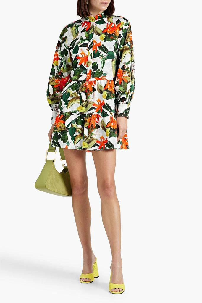 商品Alice + Olivia|Gathered floral-print cotton-blend poplin mini dress,价格¥1640,第2张图片详细描述