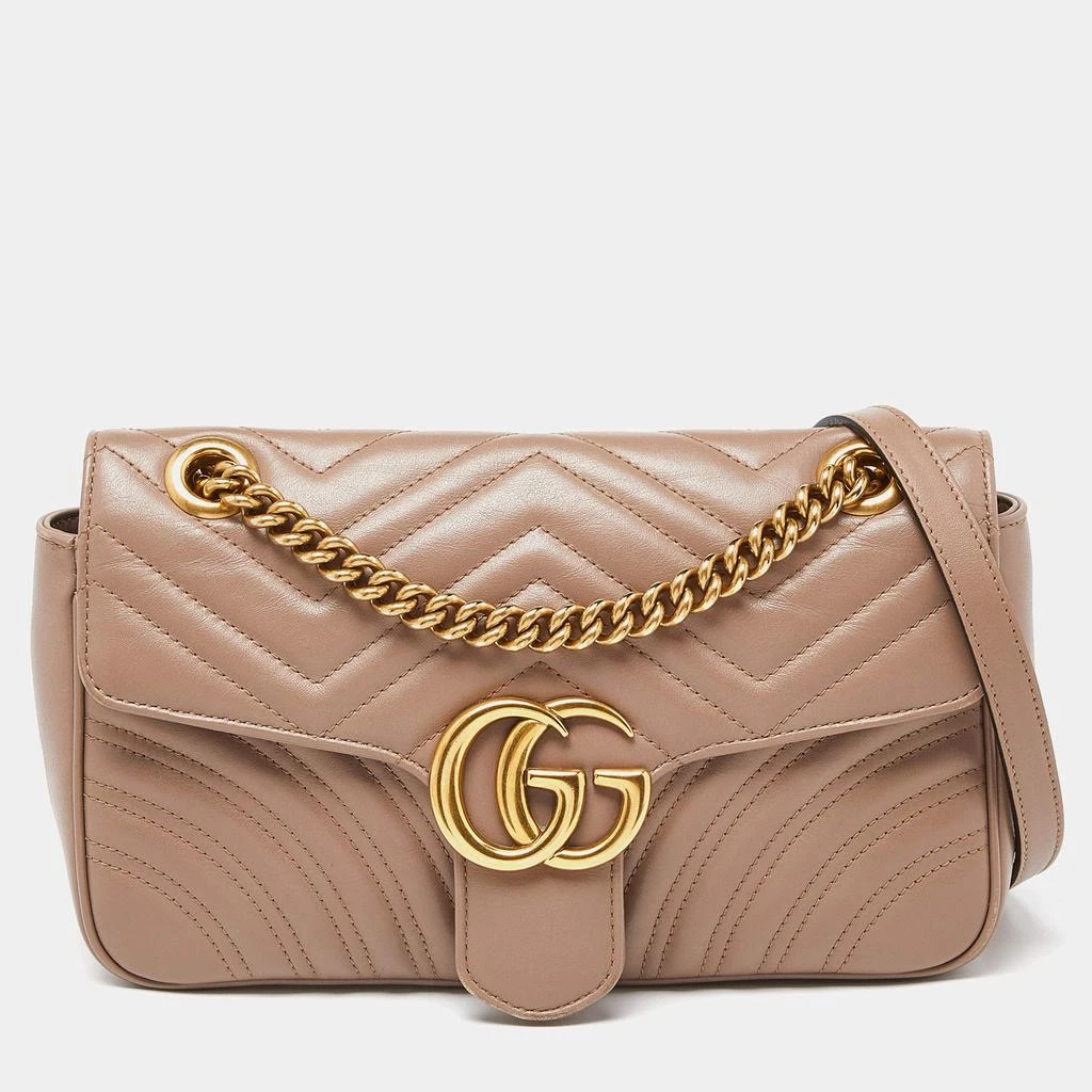 商品[二手商品] Gucci|Gucci Beige Matelassé Leather Small GG Marmont Shoulder Bag,价格¥14205,第1张图片