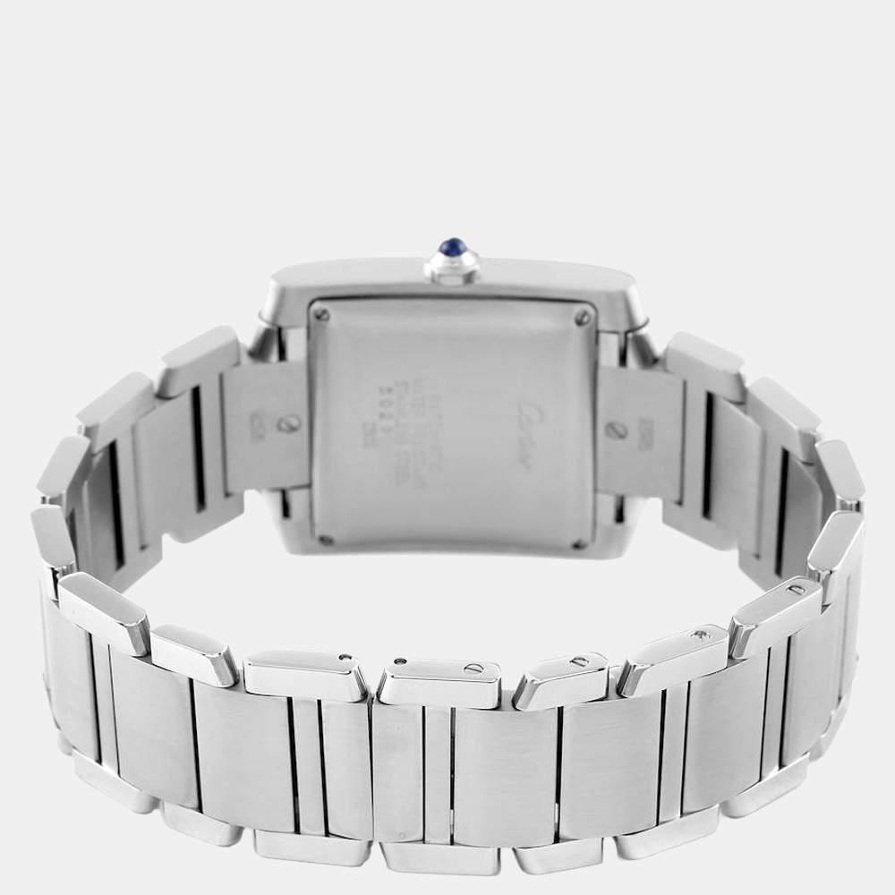 Cartier Silver Stainless Steel Tank Francaise W51002Q3 Automatic Men's Wristwatch 28 mm商品第4张图片规格展示