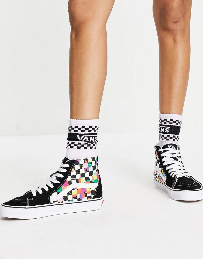 商品Vans|Vans UA SK8-Hi Floral checkerboard trainers in black/white,价格¥441,第2张图片详细描述
