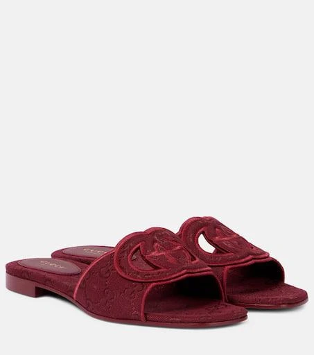 商品Gucci|Interlocking G GG Canvas slides,价格¥5885,第1张图片