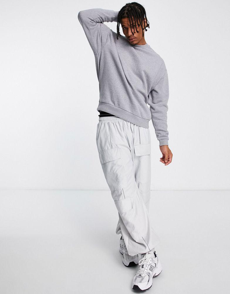 ASOS DESIGN oversized sweatshirt in grey marl with back print商品第4张图片规格展示