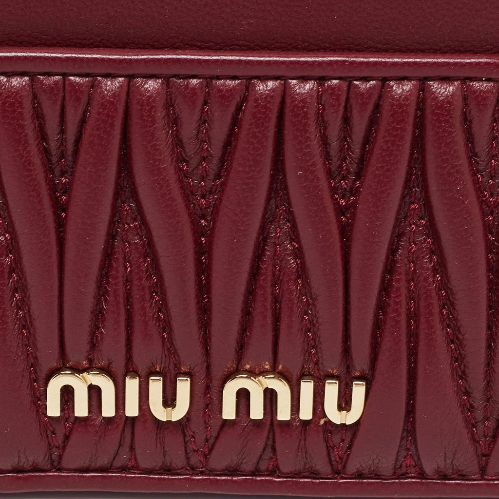 商品Miu Miu|Miu Miu Burgundy Matelassé Leather Card Case,价格¥1527,第5张图片详细描述