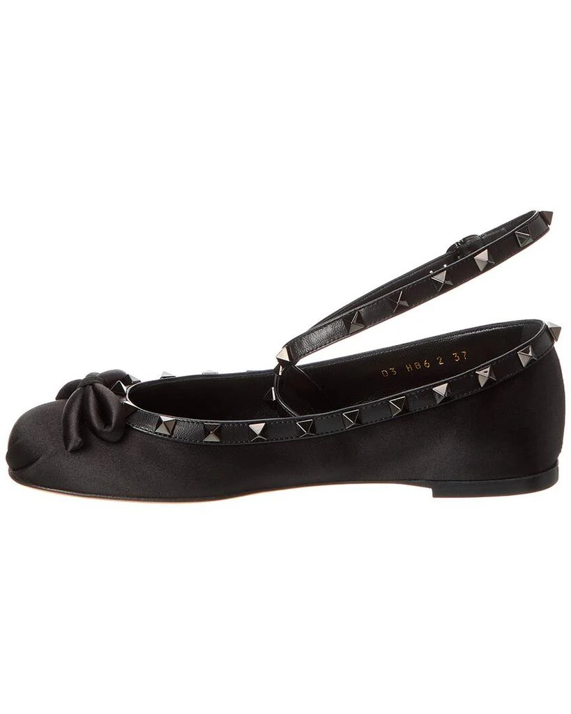 商品Valentino|Rockstud Satin & Leather Flat,价格¥4768,第2张图片详细描述