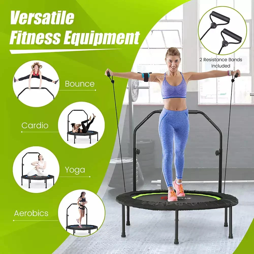 商品Costway|40" Foldable Adjustable Trampoline Fitness Rebounder with Resistance Bands Home Gym,价格¥677,第2张图片详细描述