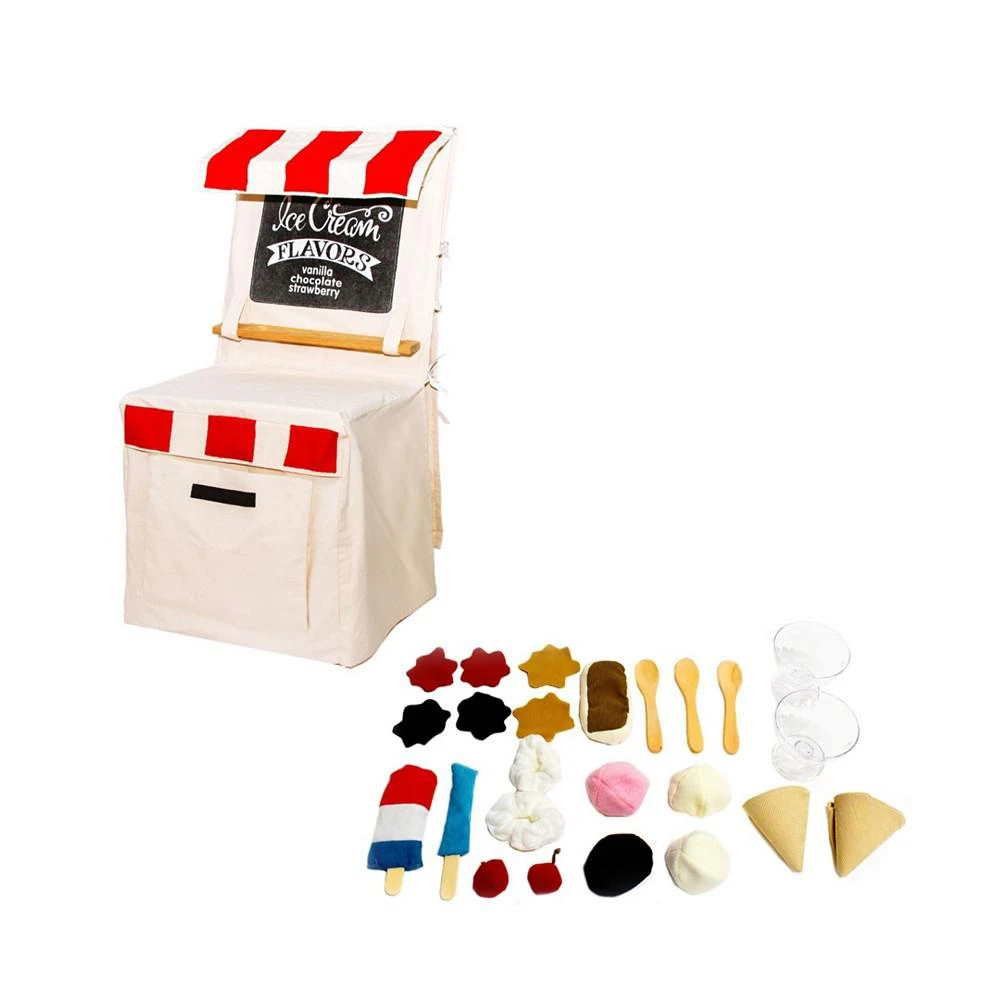 商品Salus Brands|PopOhVer Pretend Play Ice Cream Shop Play Innovative Canvas Design Chair Cover Set, 25 Pieces,价格¥403,第1张图片