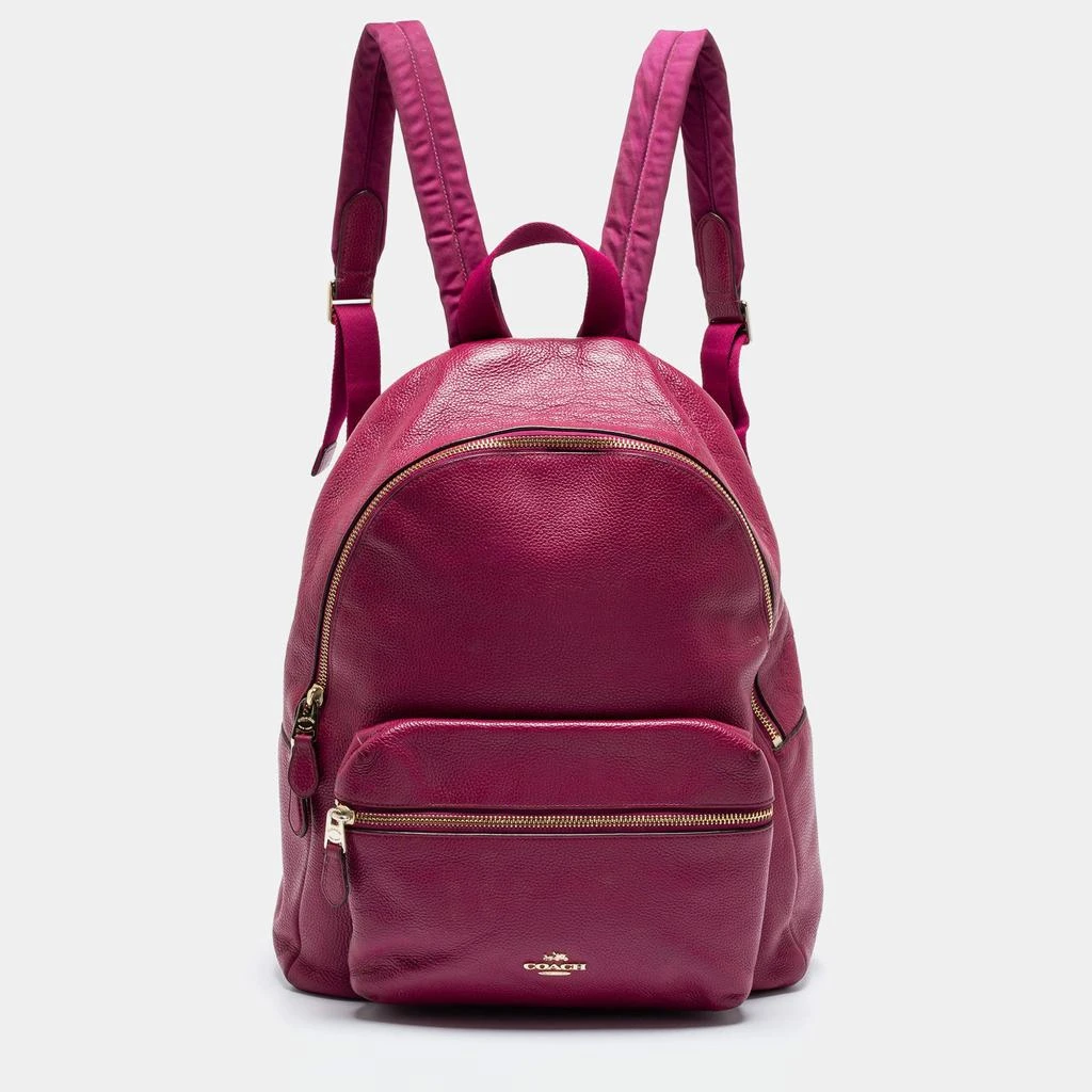 商品[二手商品] Coach|Coach Pink Leather And Nylon Charlie Backpack,价格¥1354,第1张图片