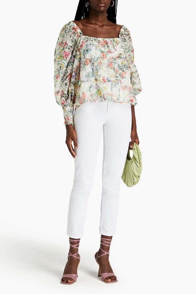 商品Alice + Olivia|Rowa floral-print broderie anglaise chiffon blouse,价格¥900,第2张图片详细描述