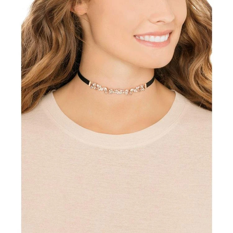 商品Swarovski|Rose Gold-Tone Crystal Black Ribbon Choker Necklace,价格¥756,第3张图片详细描述