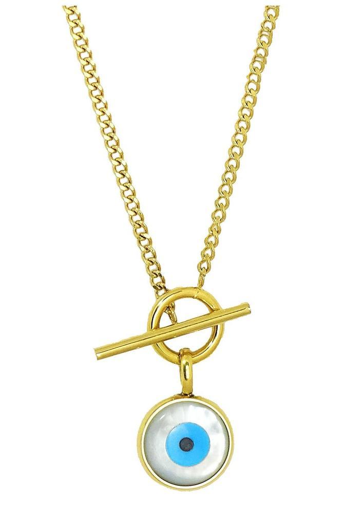 商品Savvy Cie Jewels|14K Gold Plated Evil Eye Toggle Necklace,价格¥318,第1张图片