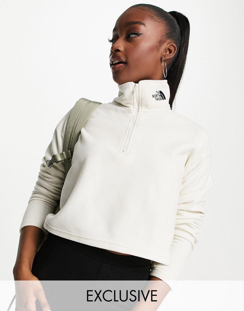 商品The North Face|The North Face Embroidered Glacier cropped fleece in white Exclusive at ASOS,价格¥242,第1张图片