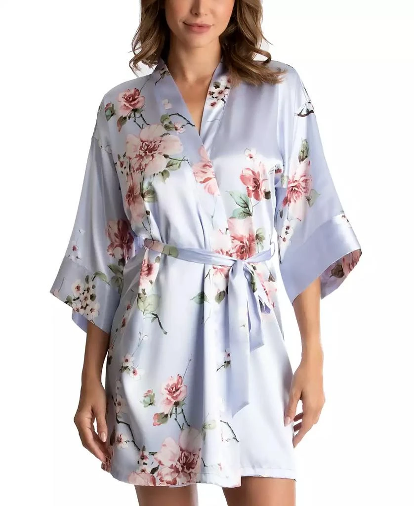 商品Linea Donatella|Floral-Print Satin Wrap Robe,价格¥213,第1张图片