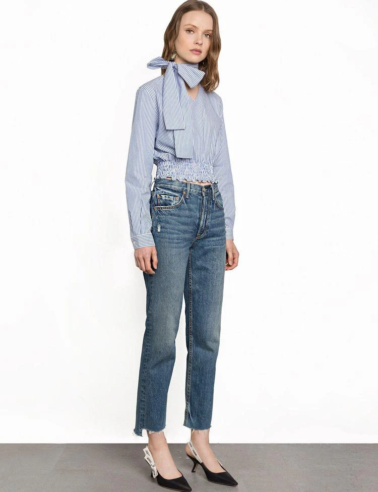 商品Pixie Market|Side Choker Bow Striped Smocked Top,价格¥455,第2张图片详细描述