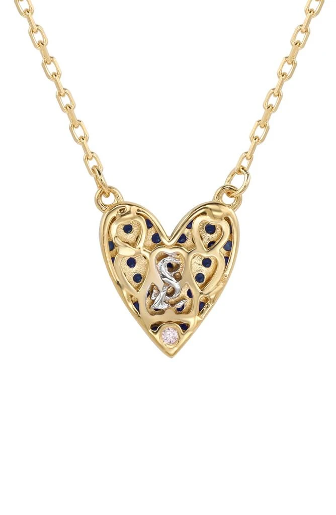 商品Suzy Levian|14K Gold Plated Sterling Silver Pavé Cubic Zirconia Heart Pendant Necklace,价格¥937,第2张图片详细描述