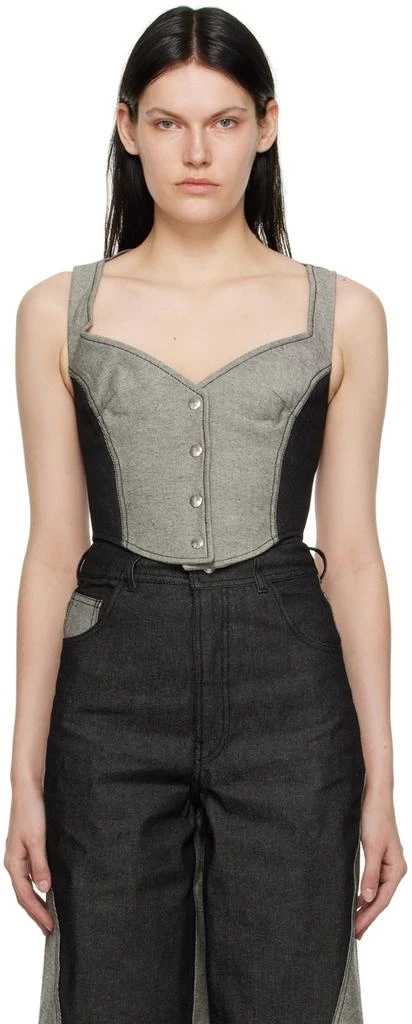 商品Elleme|Gray Corset Denim Tank Top,价格¥395,第1张图片