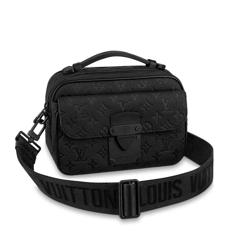 商品Louis Vuitton|【预售十天】路易威登 S LOCK系列 男士黑色老花压纹牛皮革黑扣配可拆卸肩带单肩斜跨手提邮差包M58489,价格¥24753,第1张图片