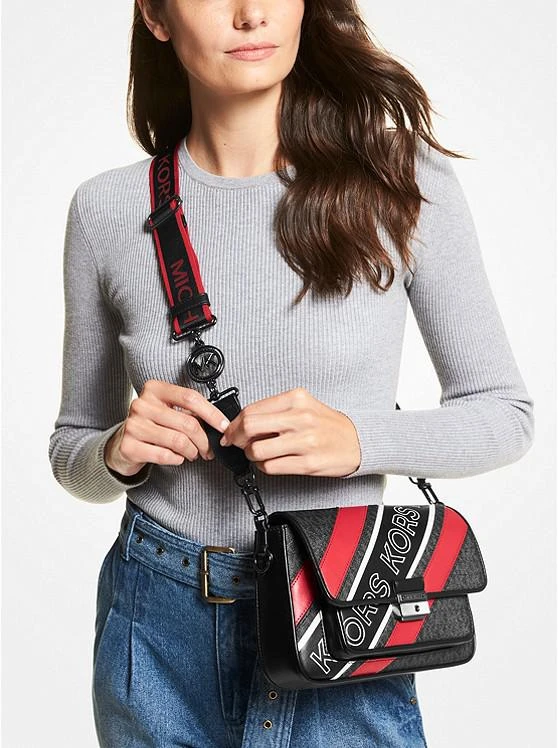 商品Michael Kors|Bradshaw Medium Logo Embossed Stripe Messenger Bag,价格¥1279,第4张图片详细描述