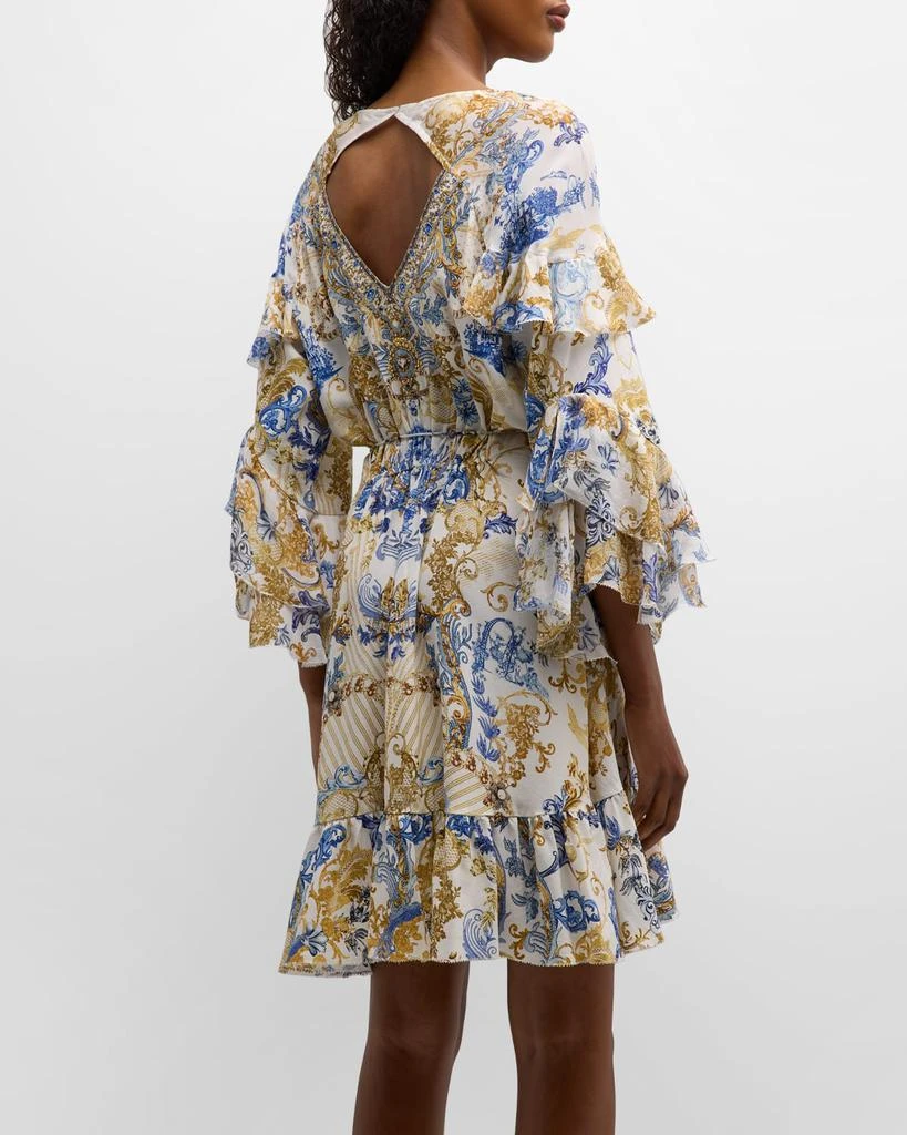 Soul Searching Short Silk Ruffle Wrap Dress 商品