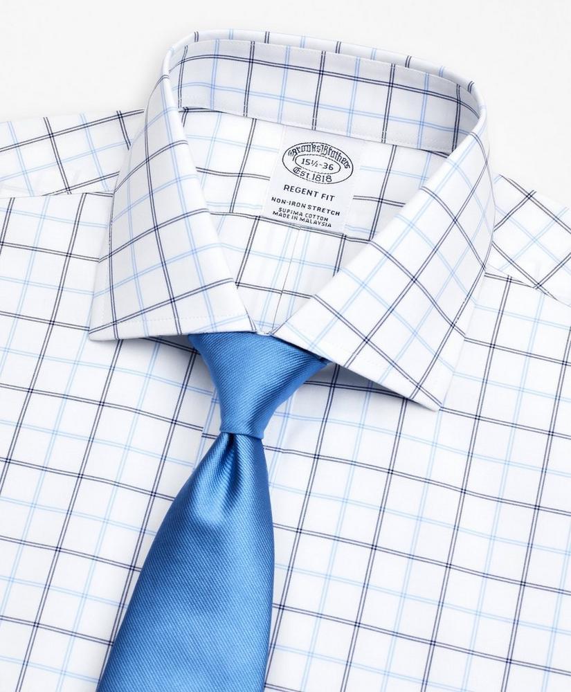 商品Brooks Brothers|Stretch Regent Regular-Fit Dress Shirt, Non-Iron Poplin English Collar Double-Grid Check,价格¥802,第4张图片详细描述