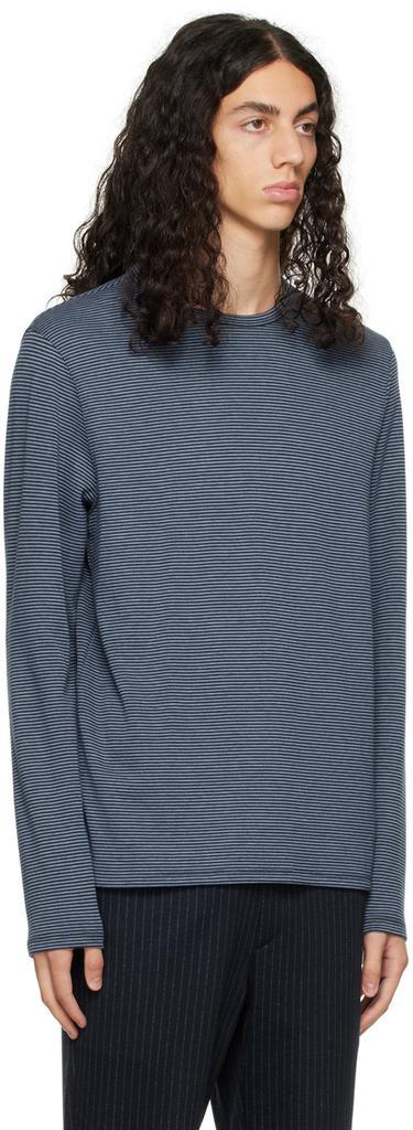 商品Vince|Blue Double Face Striped Long Sleeve T-Shirt,价格¥786,第4张图片详细描述