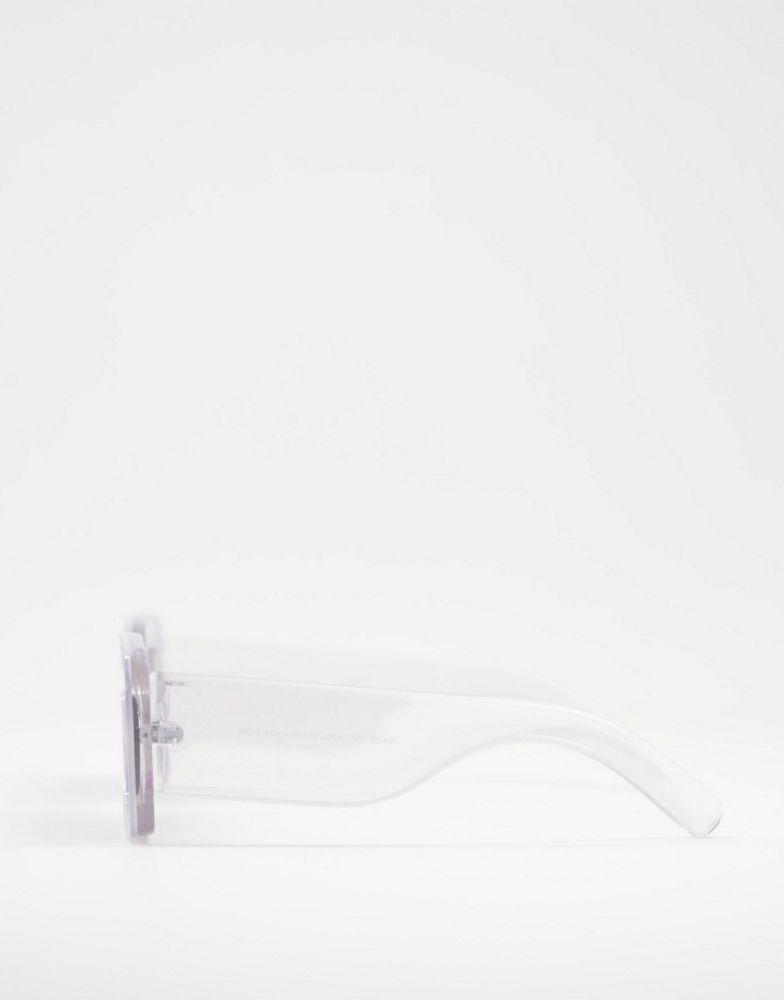ASOS DESIGN frame bevel tramline detail square sunglasses商品第4张图片规格展示