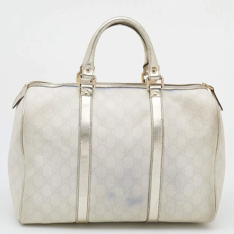 商品[二手商品] Gucci|Gucci White/Silver GG Supreme Canvas And Leather Joy Boston Bag,价格¥2359,第4张图片详细描述