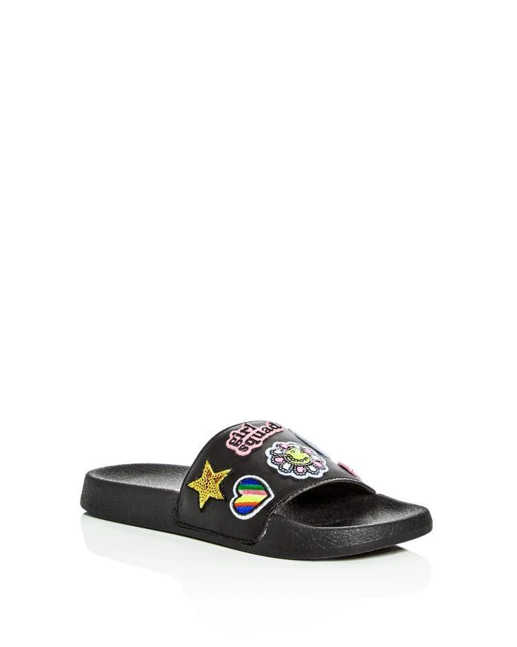 商品Steve Madden|女孩(大/小童)Girls' Metallic Embellished Slide Sandals - Little Kid, Big Kid,价格¥109,第1张图片