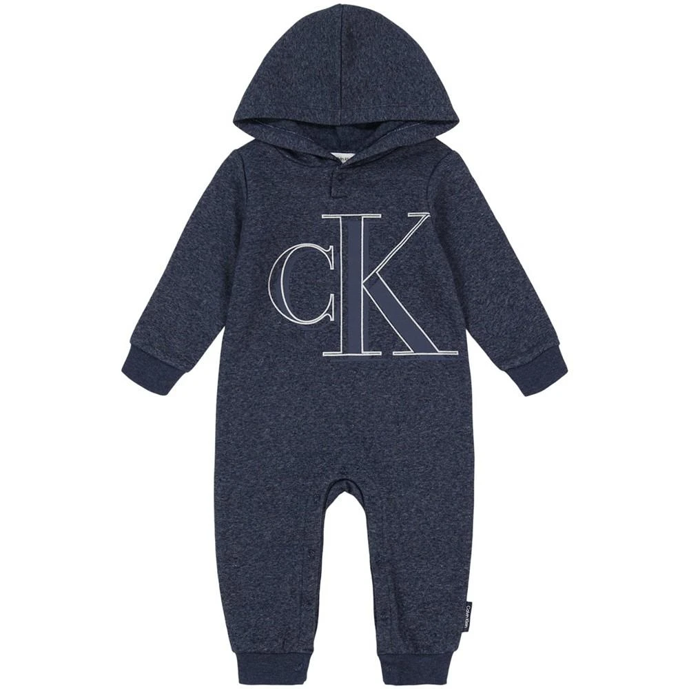 商品Calvin Klein|Baby Boys Fleece Monogram Hoodie Coverall,价格¥265,第1张图片