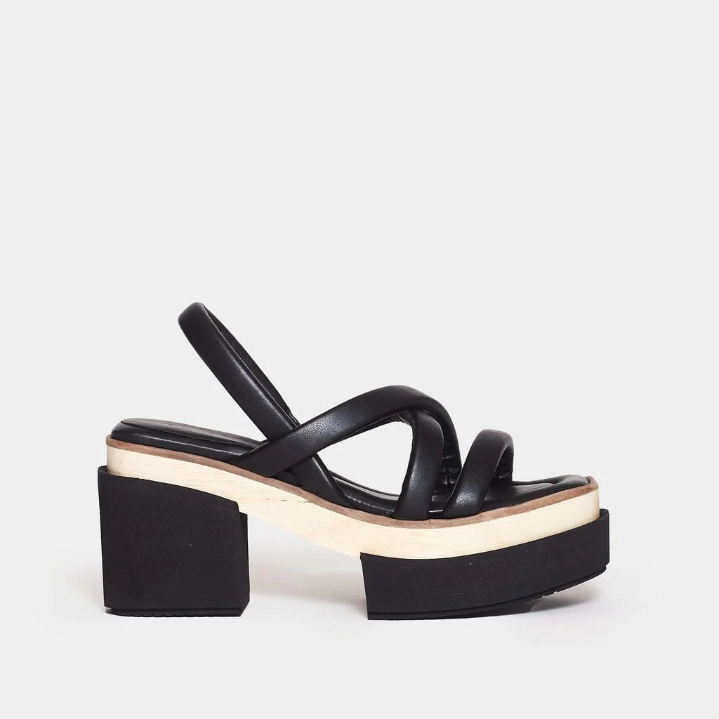 商品PALOMA BARCELÓ|sandalo con tacco in pelle nera listini tubolari,价格¥1434,第1张图片