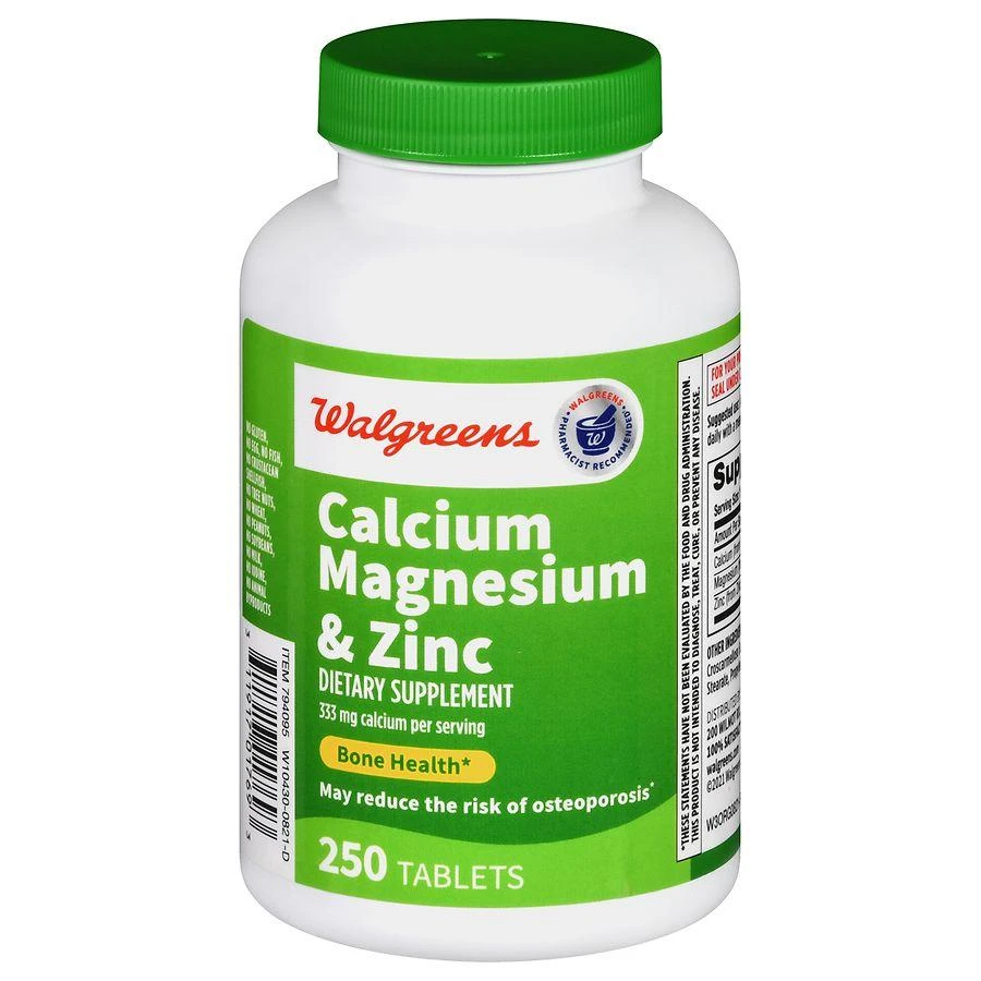 商品Walgreens|Calcium 333 mg Magnesium & Zinc Tablets (250 days),价格¥101,第1张图片