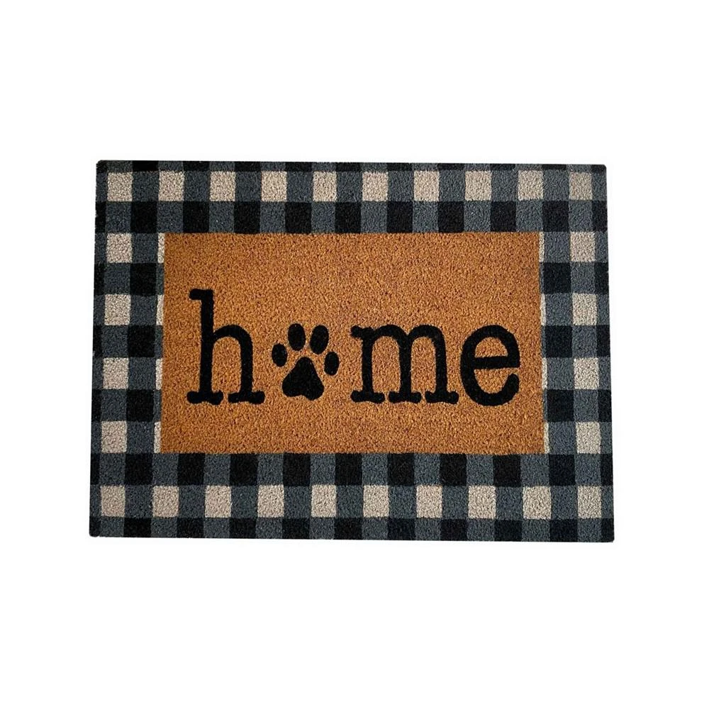 商品Elrene|Farmhouse Living Paw Print Home Buffalo Check Coir Pet Doormat 18"x30",价格¥186,第1张图片
