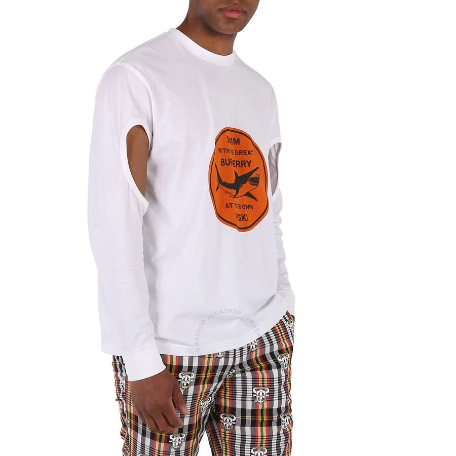 商品Burberry|Men's White Shark Print Cotton Long Sleeve T-Shirt,价格¥738,第2张图片详细描述