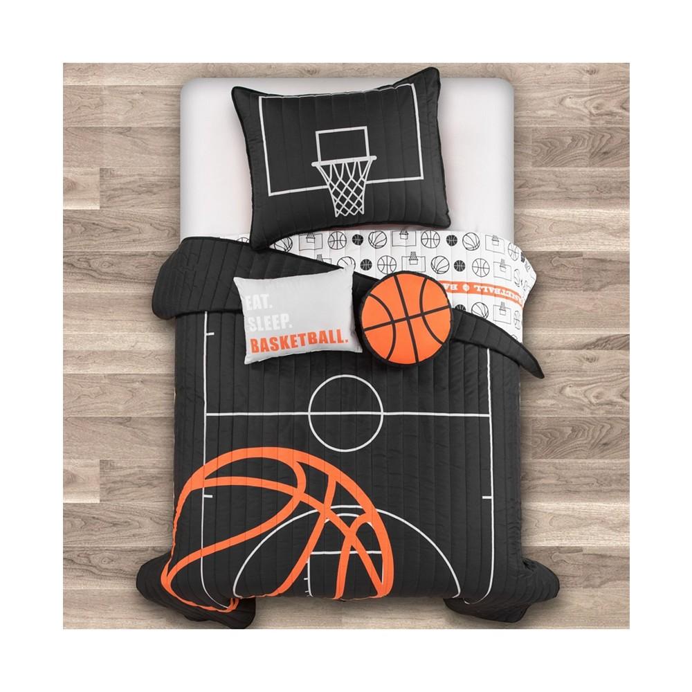 Lush Décor Basketball Game 4 Piece Quilt Set for Kids, Twin/Twin XLong商品第4张图片规格展示