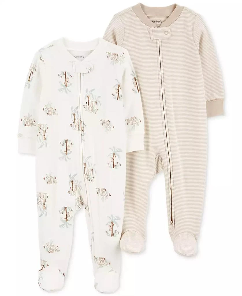 商品Carter's|Baby Cotton 2-Way-Zip Footed Sleep and Play Coveralls, Pack of 2,价格¥234,第1张图片