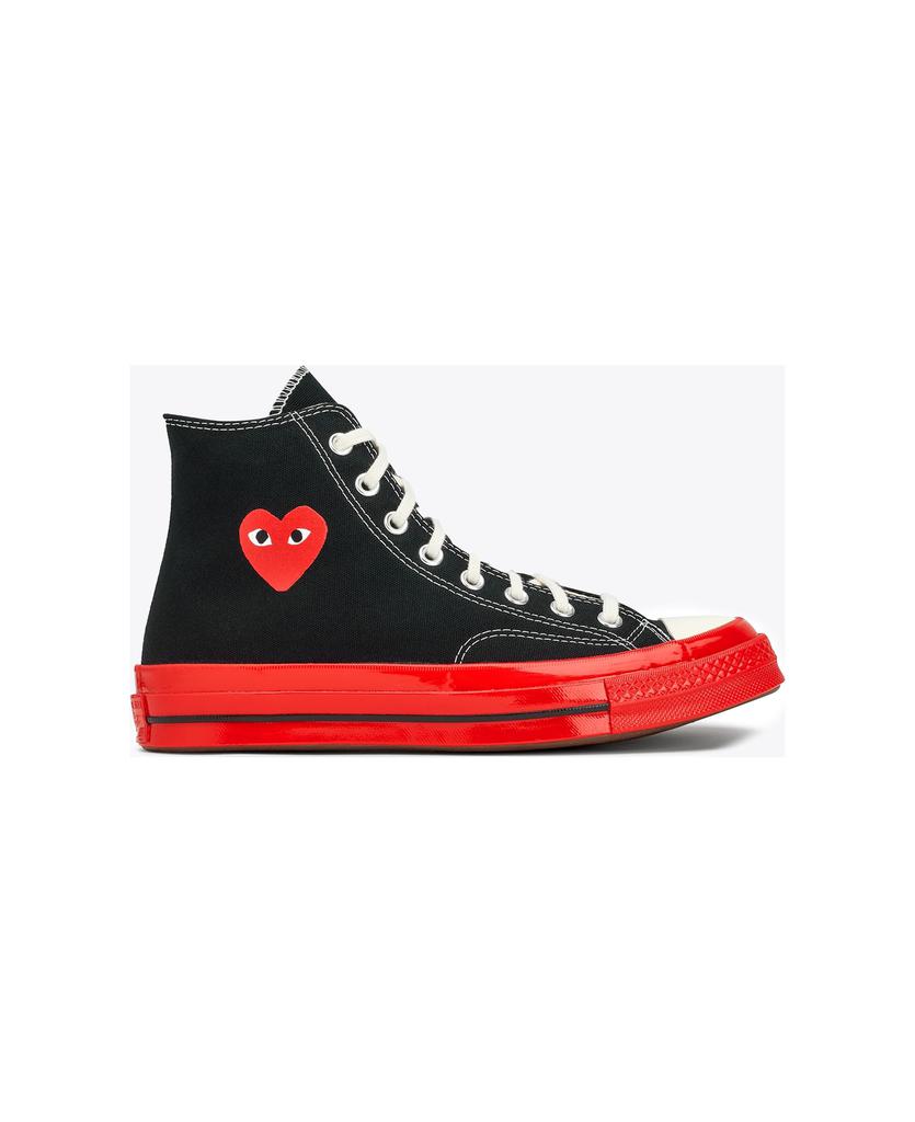 Ct70 Hi Top Red Sole Black and red canvas high sneakers Cdg Play x Converse商品第1张图片规格展示