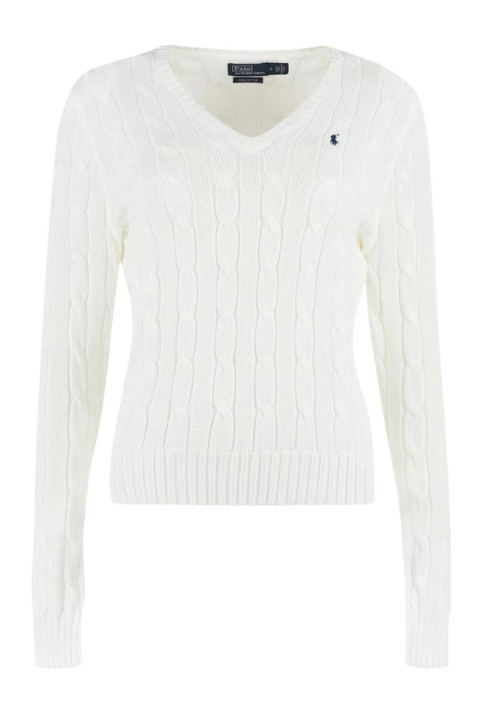 商品Ralph Lauren|Polo Ralph Lauren Kimberly Cable-Knitted V-Neck Jumper,价格¥1608,第1张图片