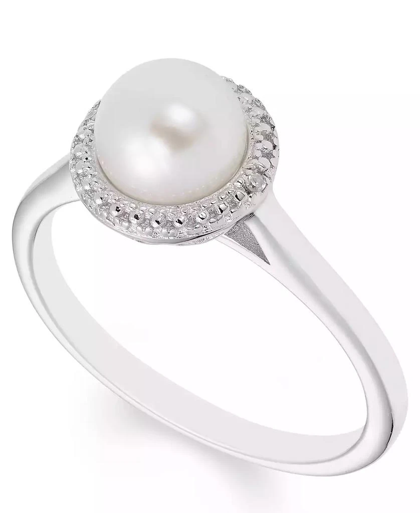 商品Macy's|Cultured Freshwater Pearl (7 mm) Diamond Accent Ring in Sterling Silver,价格¥598,第1张图片