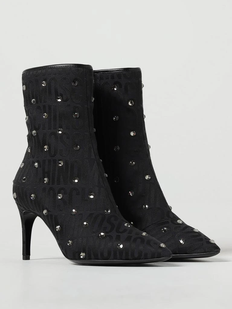 商品Moschino|Moschino Couture ankle boots in fabric with jacquard logo and rhinestones,价格¥3202,第2张图片详细描述