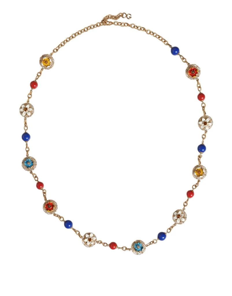 商品Dolce & Gabbana|Dolce & Gabbana  Tone Brass Chain Floral Crystal Beaded Women's Necklace,价格¥7737,第1张图片