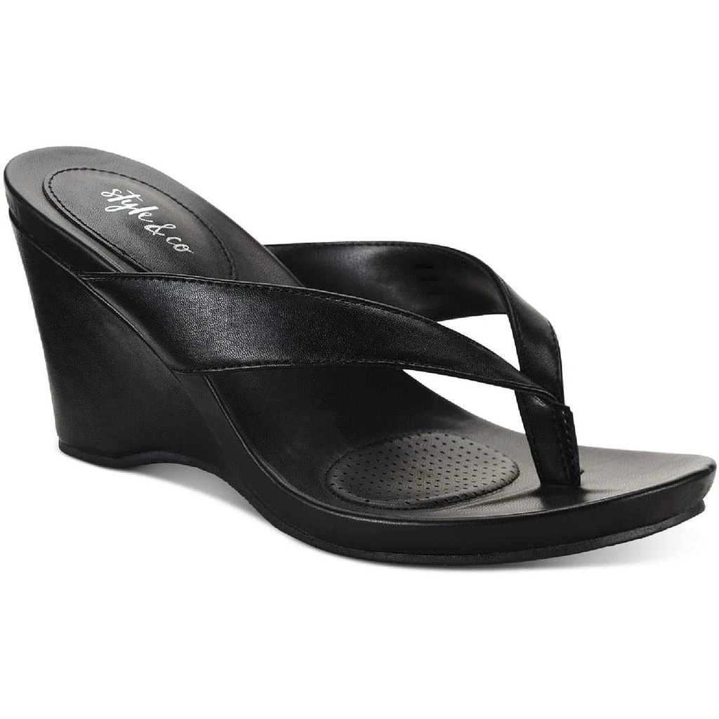 商品Style & Co|Style & Co. Womens Chicklet Thong Wedge Sandals,价格¥122,第3张图片详细描述