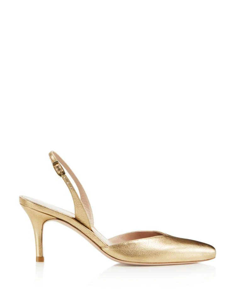 商品Stuart Weitzman|Women's Sleek Metallic Leather Slingback Pumps,价格¥1366,第2张图片详细描述