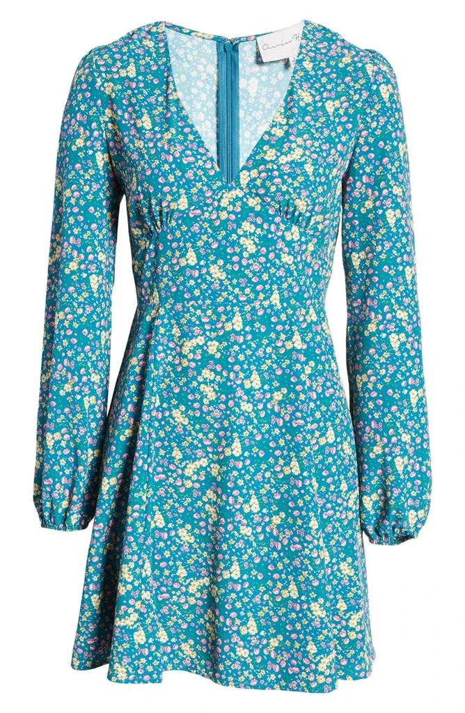 商品Charles Henry|Long Sleeve Floral Mini Dress,价格¥348,第5张图片详细描述