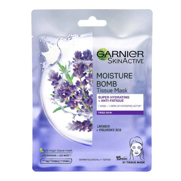 商品Garnier|Garnier Moisture Bomb Lavender Hydrating Face Sheet Mask X 3,价格¥101,第2张图片详细描述