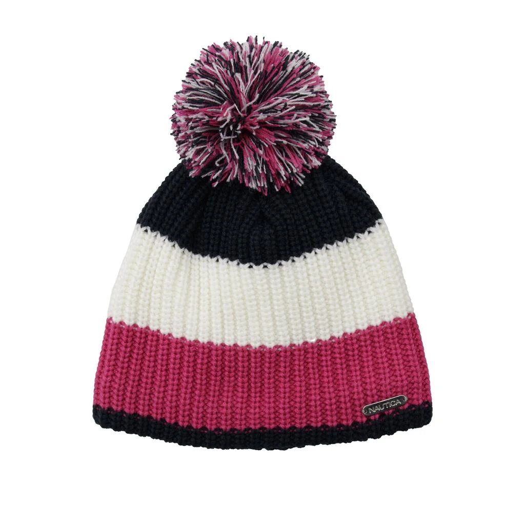 商品Nautica|Nautica Womens Colorblock Pom-Pom Beanie,价格¥112,第1张图片