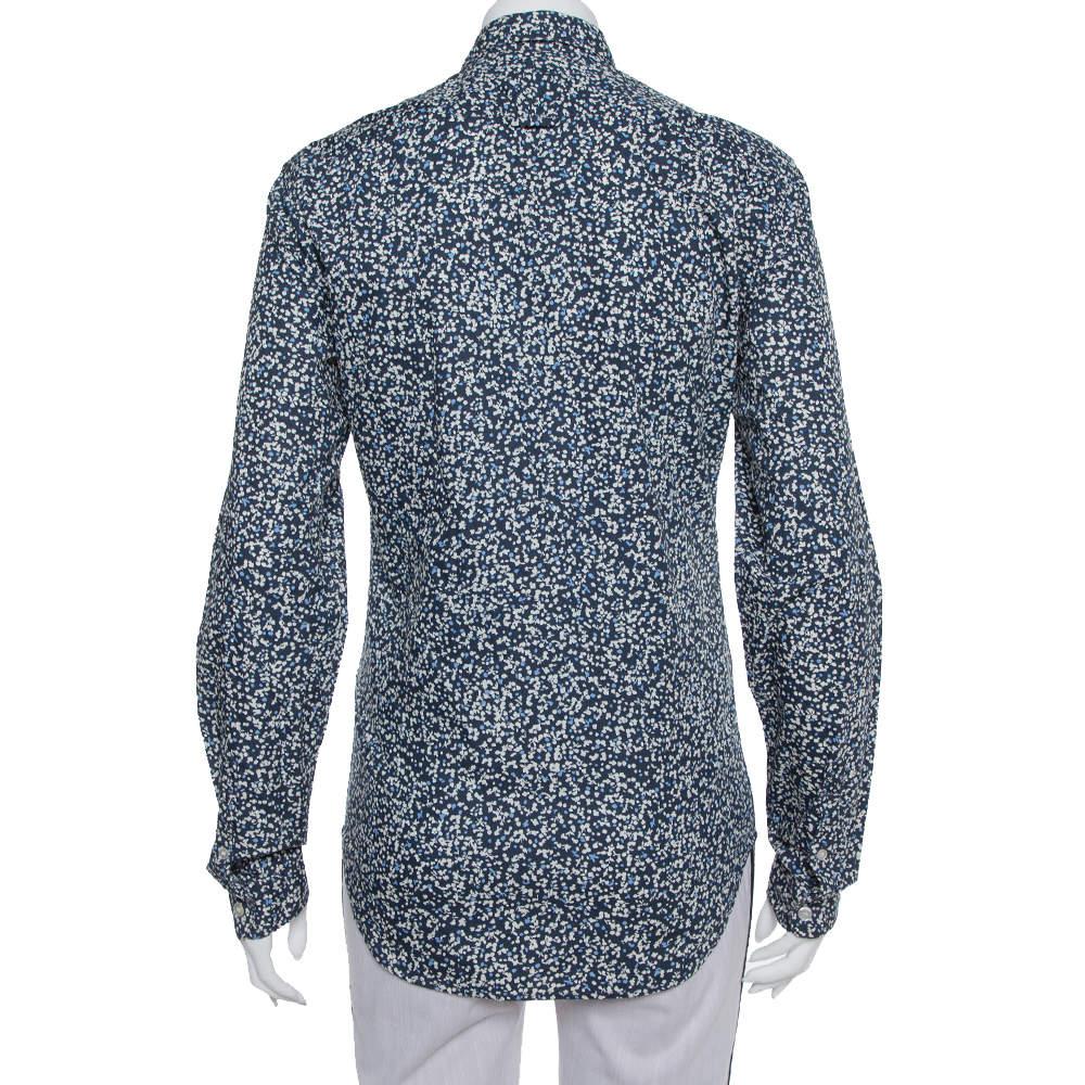 Burberry Brit Navy Blue Printed Cotton Button Front Shirt XS商品第3张图片规格展示