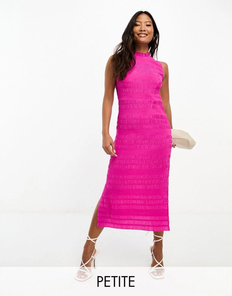 商品Whistles Petite|Whistles Petite Maya plisse midi dress in hot pink,价格¥442,第1张图片