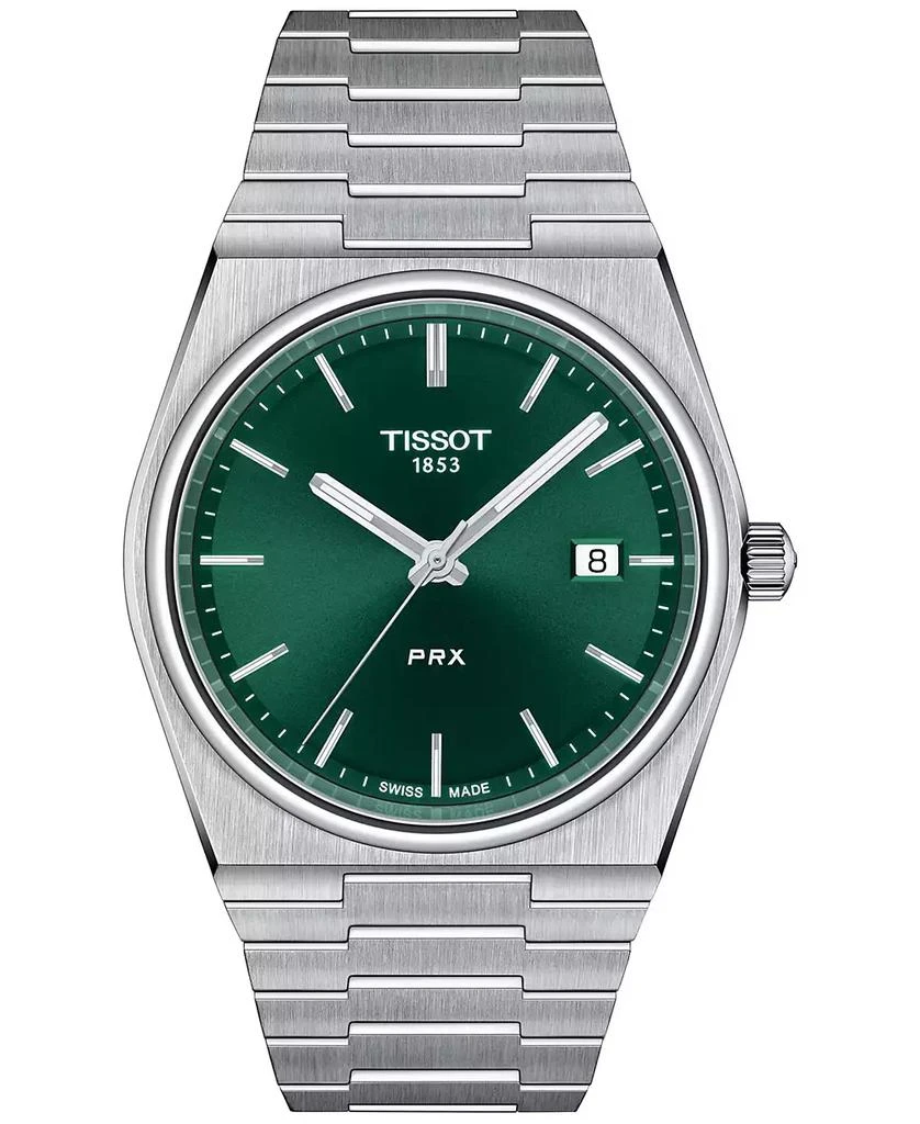 商品Tissot|Men's PRX Silver-Tone Stainless Steel Bracelet Watch 40mm,价格¥2959,第1张图片